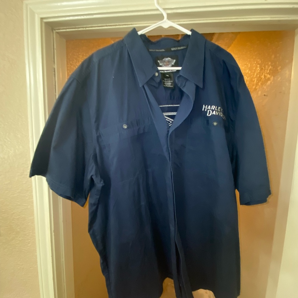 Harley Davidson blue button up 3xl